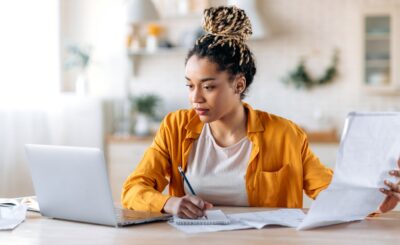 african american woman online learning distance studying