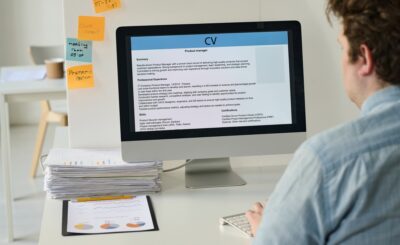 Businessman posting his resume online