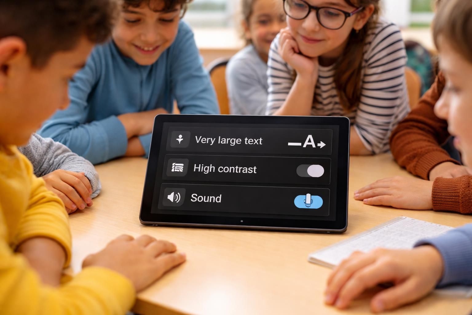 découvrez comment adapter la police, le contraste et l'audio sur une tablette tactile pour améliorer l'accessibilité des élèves et favoriser un apprentissage inclusif.
